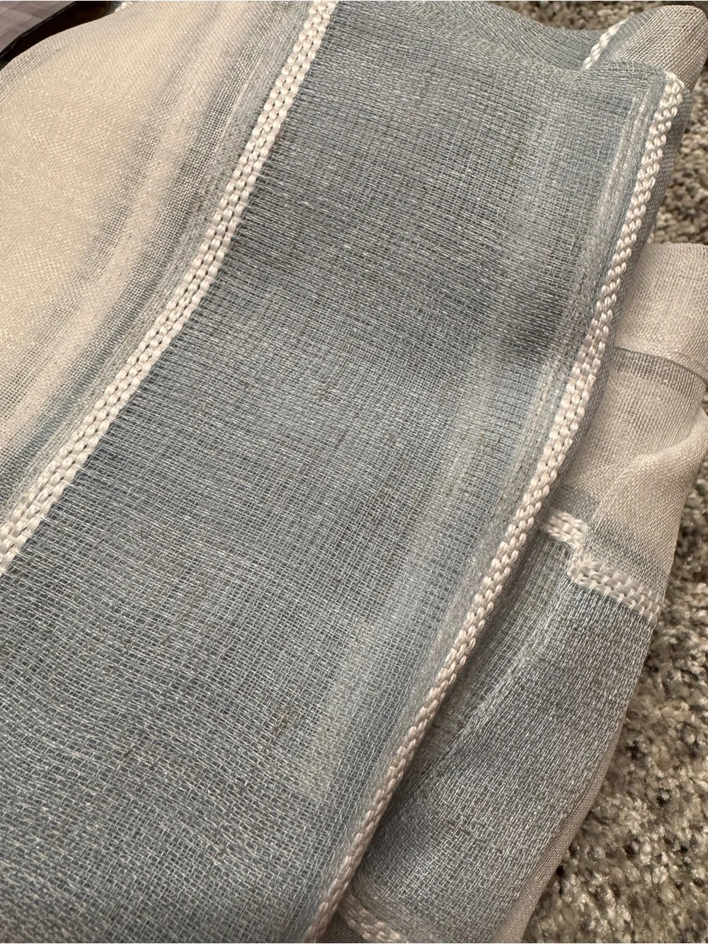 Curtainworks Harbor Sheer Rod Pocket Curtain Panels Blue/White Stripe 50x63 2pk